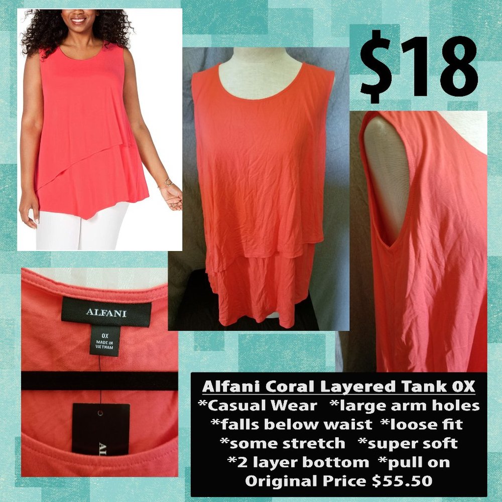 Alfani Layered Tank Coral 0X